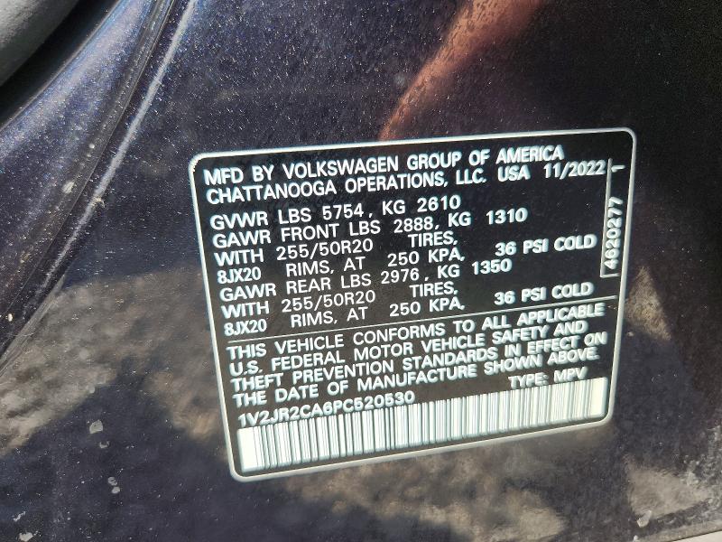 64760736 :رقم المزاد ، 1V2JR2CA6PC520530 vin ، 2023 Volkswagen Atlas مزاد بيع