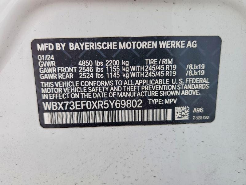 66573926 :رقم المزاد ، WBX73EF0XR5Y69802 vin ، 2024 Bmw X1 مزاد بيع