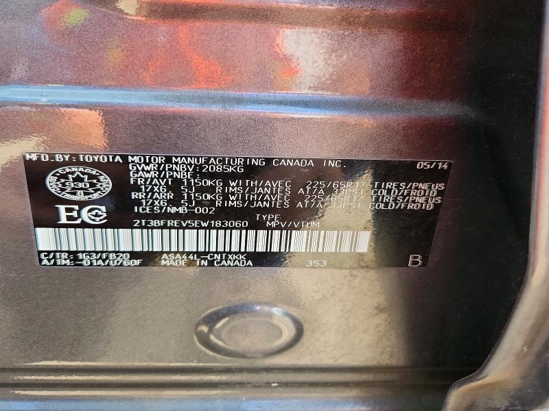 64396676 :رقم المزاد ، 2T3BFREV5EW183060 vin ، 2014 Toyota Rav4 مزاد بيع