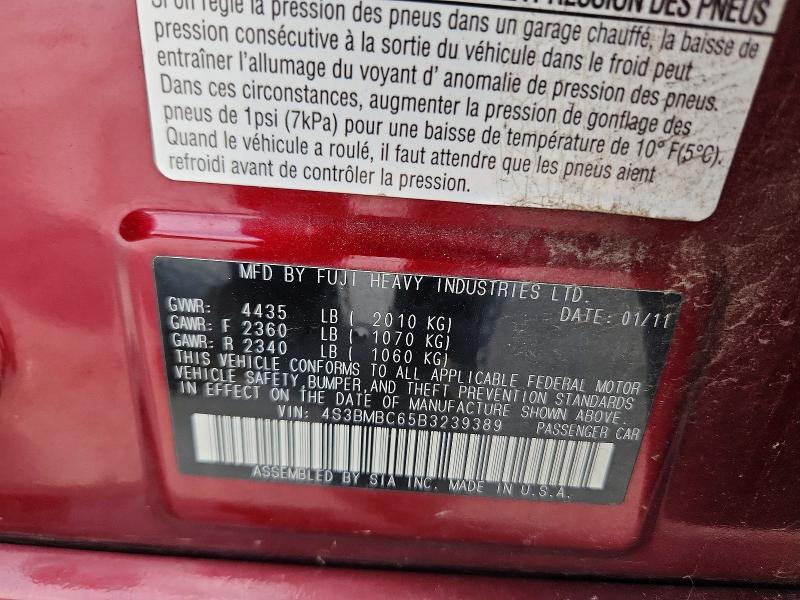 2011 Subaru Legacy მანქანა იყიდება აუქციონზე, vin: 4S3BMBC65B3239389, აუქციონის ნომერი: 66760926