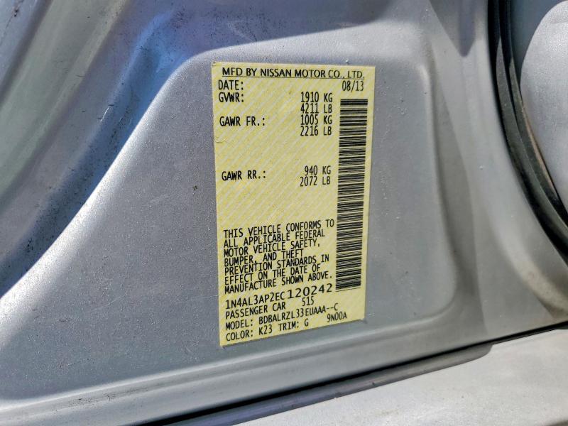 63302856 :رقم المزاد ، 1N4AL3AP2EC120242 vin ، 2014 Nissan Altima مزاد بيع