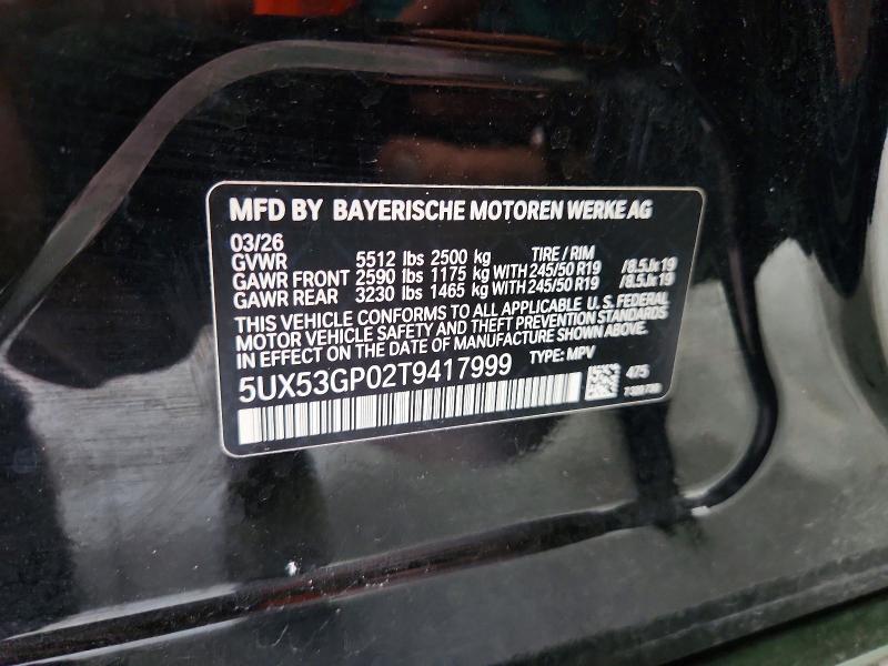 2026 Bmw X3 მანქანა იყიდება აუქციონზე, vin: 5UX53GP02T9417999, აუქციონის ნომერი: 64798056