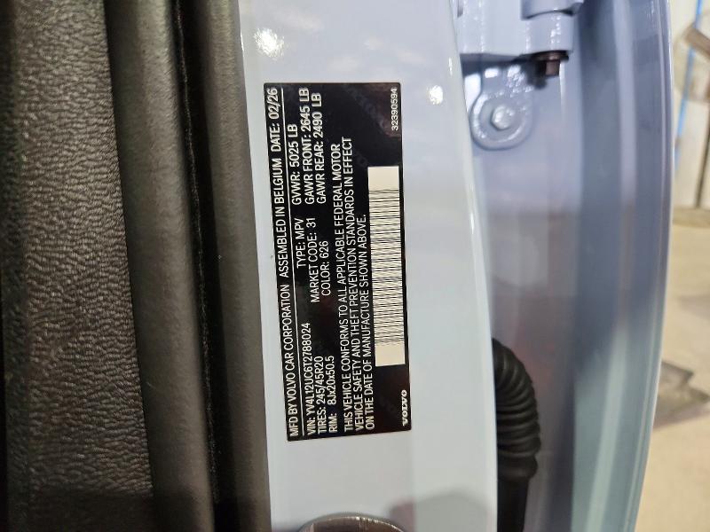 2026 Volvo Xc40 მანქანა იყიდება აუქციონზე, vin: YV4L12UC6T2788024, აუქციონის ნომერი: 64440256