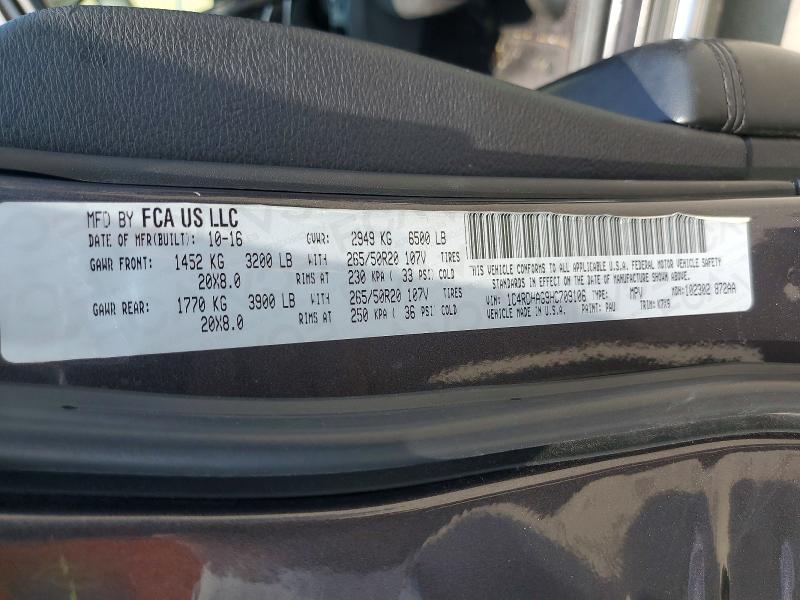 63618946 :رقم المزاد ، 1C4RDHAG9HC709106 vin ، 2017 Dodge Durango مزاد بيع