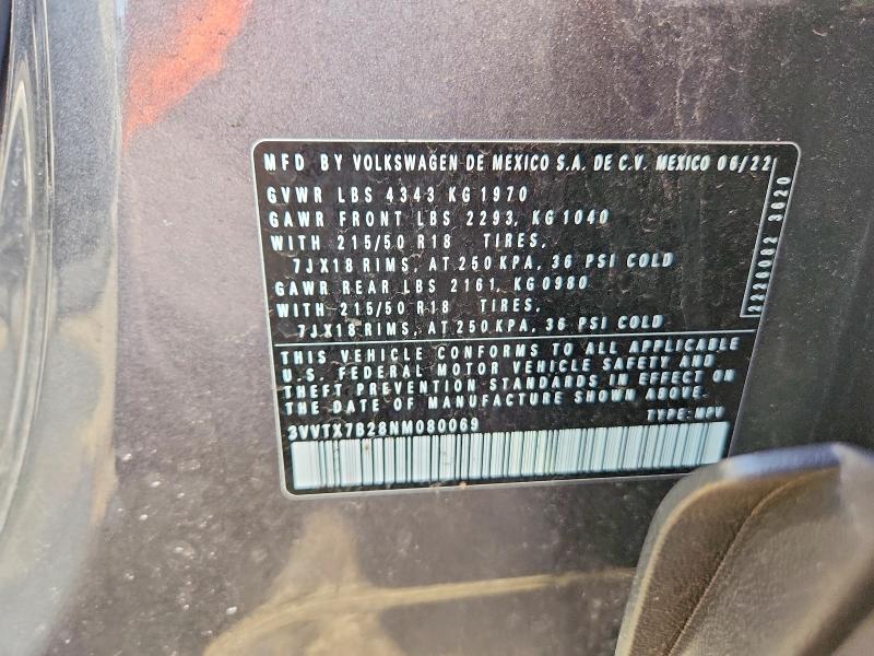Aukcja sprzedaży 2022 Volkswagen Taos, vin: 3VVTX7B28NM080069, numer aukcji: 65365166