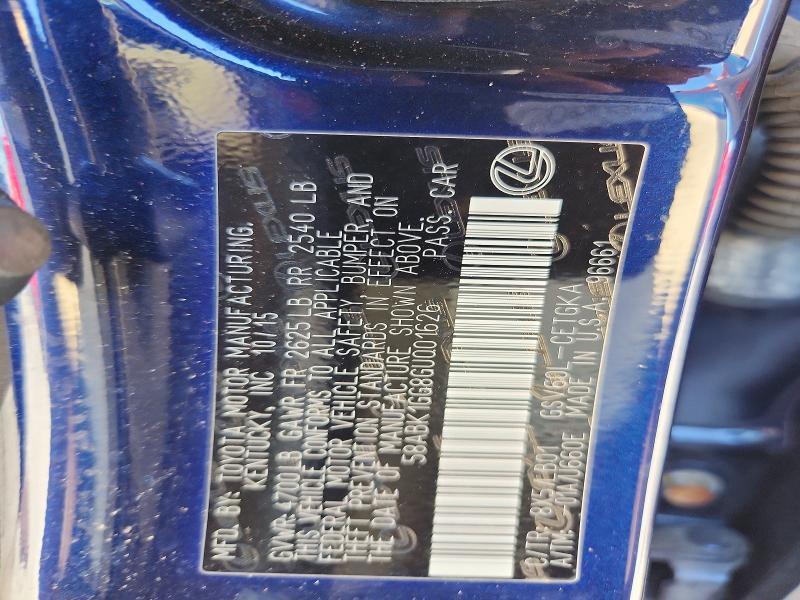 Aukcja sprzedaży 2016 Lexus Es, vin: 58ABK1GG8GU001626, numer aukcji: 65557636