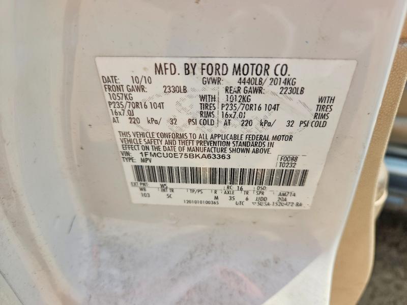 Aukcja sprzedaży 2011 Ford Escape, vin: 1FMCU0E75BKA63363, numer aukcji: 63922126