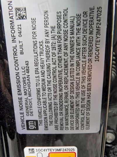 2021 Chevrolet Silverado მანქანა იყიდება აუქციონზე, vin: 1GC4YTEY3MF247025, აუქციონის ნომერი: 66400846