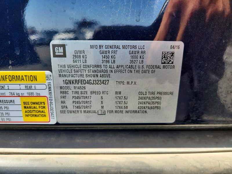 Продажа на аукционе авто 2016 Chevrolet Traverse, vin: 1GNKRFED4GJ323427, номер лота: 64443516