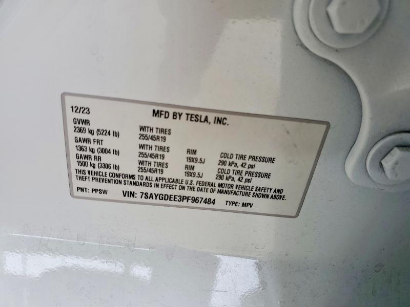 67077626 :رقم المزاد ، 7SAYGDEE3PF967484 vin ، 2023 Tesla Model Y مزاد بيع