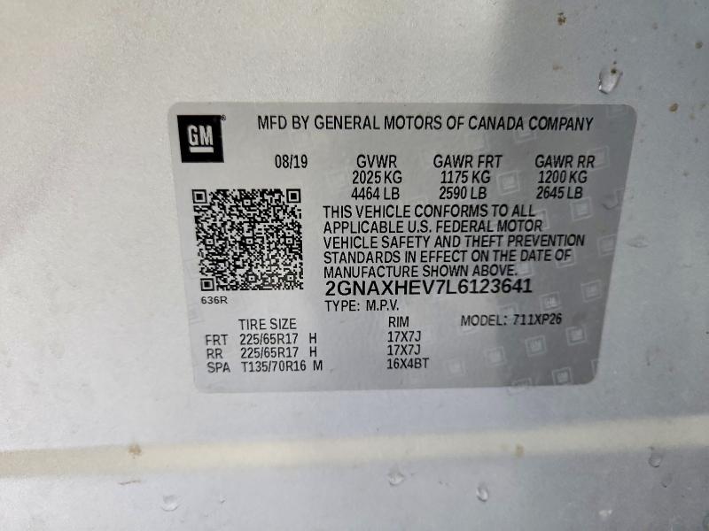 Продаж на аукціоні авто 2020 Chevrolet Equinox, vin: 2GNAXHEV7L6123641, номер лоту: 64076916