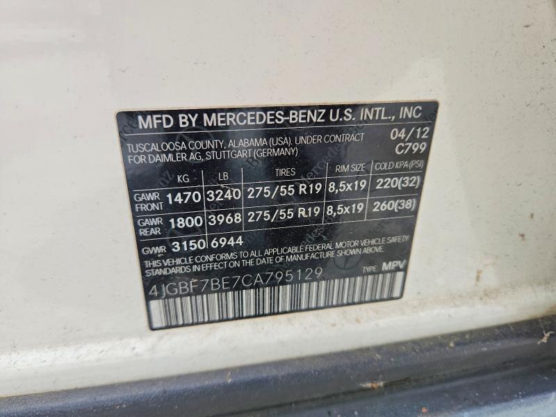 Продаж на аукціоні авто 2012 Mercedes-benz Gl, vin: 4JGBF7BE7CA795129, номер лоту: 63523366