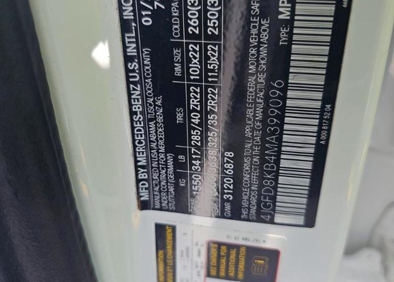 Aukcja sprzedaży 2021 Mercedes-benz Gle Coupe, vin: 4JGFD8KB4MA399096, numer aukcji: 67567836