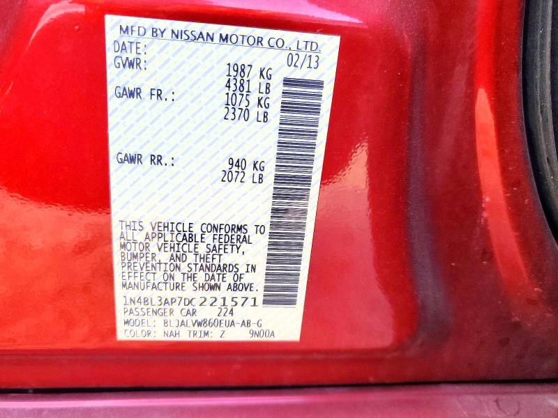 Продажа на аукционе авто 2013 Nissan Altima, vin: 1N4BL3AP7DC221571, номер лота: 66122206