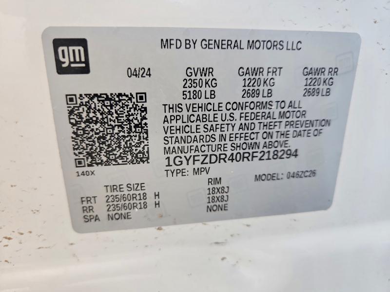 Auction sale of the 2024 Cadillac Xt4, vin: 1GYFZDR40RF218294, lot number: 65875836