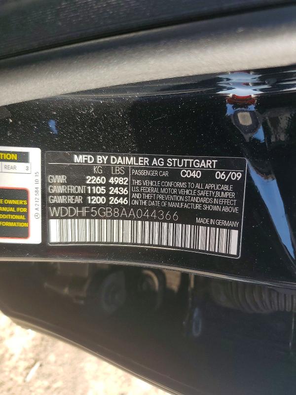 Aukcja sprzedaży 2010 Mercedes-benz E, vin: WDDHF5GB8AA044366, numer aukcji: 65031196