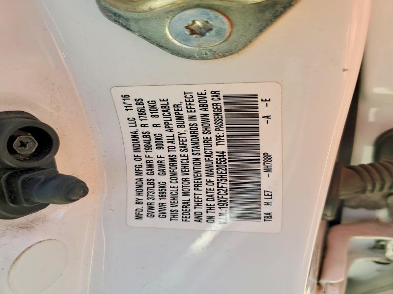 Aukcja sprzedaży 2017 Honda Civic, vin: 19XFC2F75HE205544, numer aukcji: 63658726