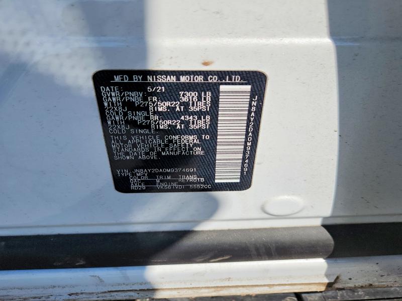 Aukcja sprzedaży 2021 Nissan Armada, vin: JN8AY2DA0M9374691, numer aukcji: 66577616