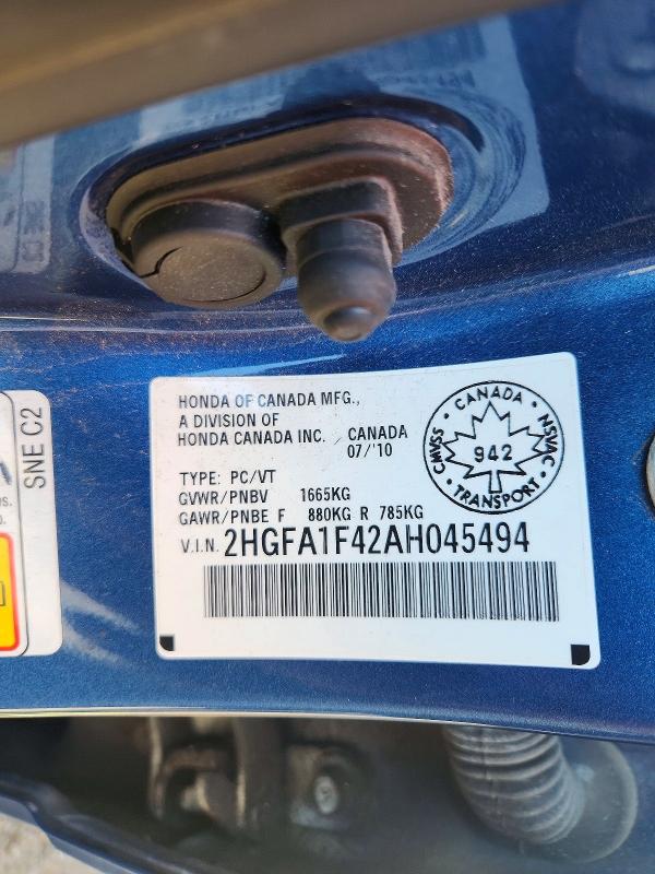 Aukcja sprzedaży 2010 Honda Civic, vin: 2HGFA1F42AH045494, numer aukcji: 66532016