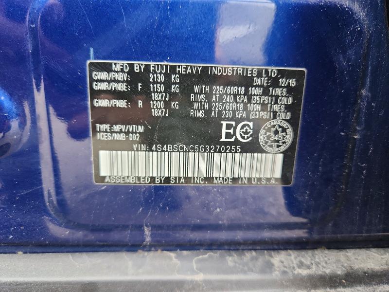 62594376 :رقم المزاد ، 4S4BSCNC5G3270255 vin ، 2016 Subaru Outback مزاد بيع