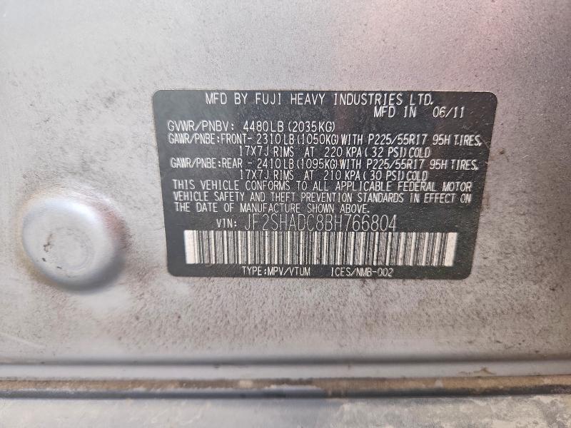 Продажа на аукционе авто 2011 Subaru Forester, vin: JF2SHADC8BH766804, номер лота: 66297046