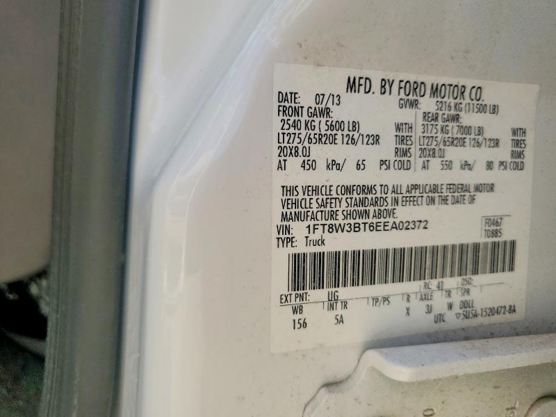 2014 Ford F350 მანქანა იყიდება აუქციონზე, vin: 1FT8W3BT6EEA02372, აუქციონის ნომერი: 66174276