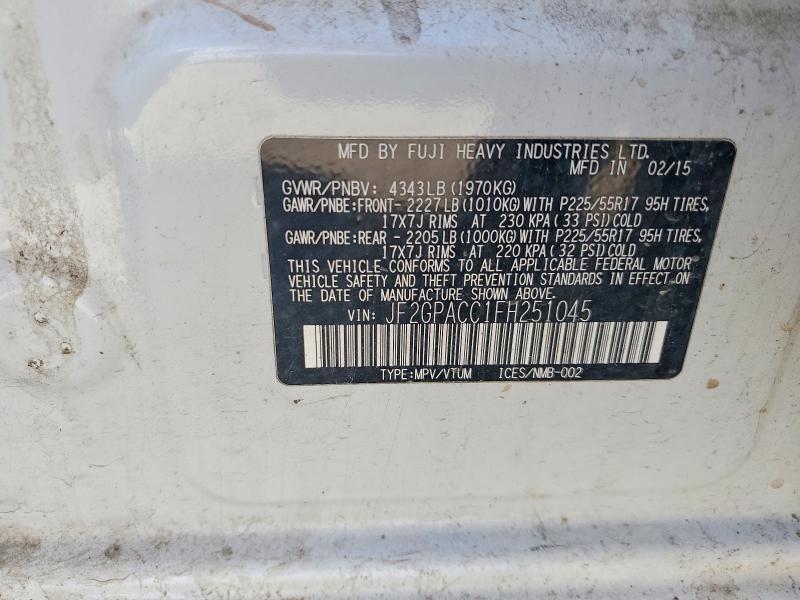 66805306 :رقم المزاد ، JF2GPACC1FH251045 vin ، 2015 Subaru Xv Crosstrek مزاد بيع