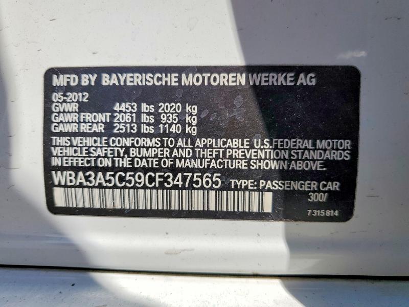 Aukcja sprzedaży 2012 Bmw 328, vin: WBA3A5C59CF347565, numer aukcji: 65137106