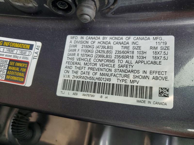 2020 Honda Cr-v მანქანა იყიდება აუქციონზე, vin: 2HKRW2H55LH601249, აუქციონის ნომერი: 63932716