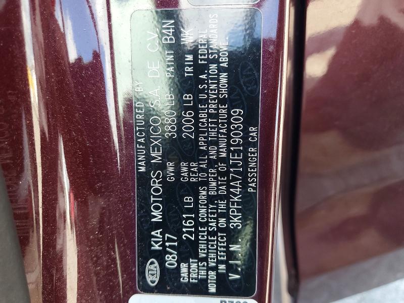 Aukcja sprzedaży 2018 Kia Forte, vin: 3KPFK4A71JE190309, numer aukcji: 63503556