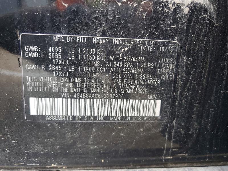 63494446 :رقم المزاد ، 4S4BSAAC6H3292986 vin ، 2017 Subaru Outback مزاد بيع