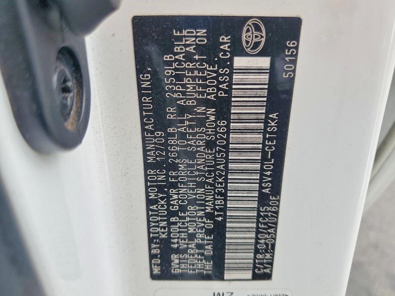Продаж на аукціоні авто 2010 Toyota Camry, vin: 4T1BF3EK2AU570266, номер лоту: 66792456
