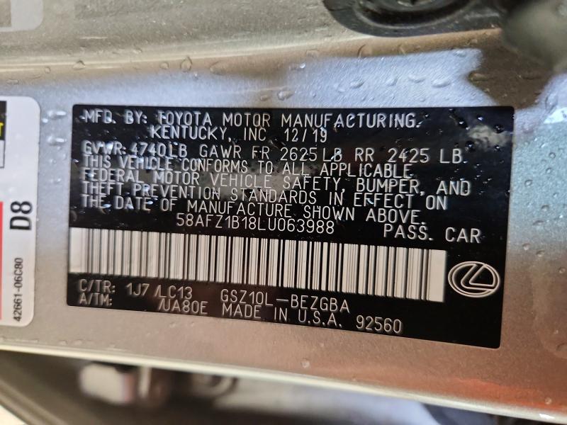 Aukcja sprzedaży 2020 Lexus Es, vin: 58AFZ1B18LU063988, numer aukcji: 65207986