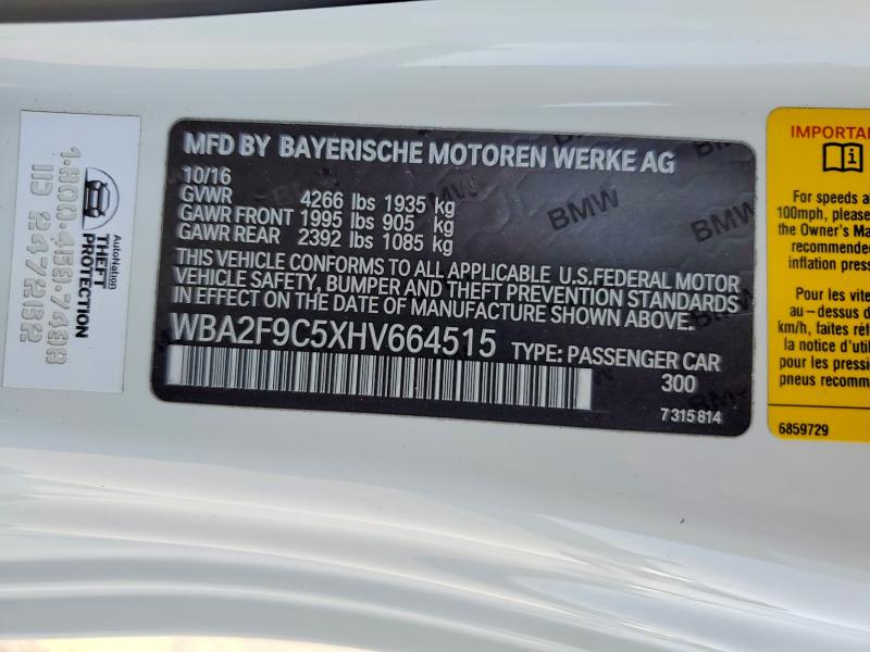 2017 Bmw 230i მანქანა იყიდება აუქციონზე, vin: WBA2F9C5XHV664515, აუქციონის ნომერი: 65178836