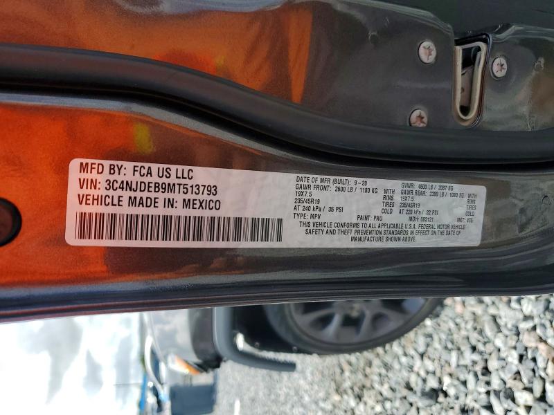 Продаж на аукціоні авто 2021 Jeep Compass, vin: 3C4NJDEB9MT513793, номер лоту: 63676906