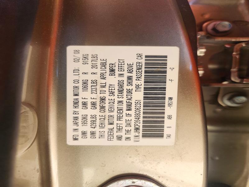 66240696 :رقم المزاد ، JHMCP26488C062351 vin ، 2008 Honda Accord مزاد بيع