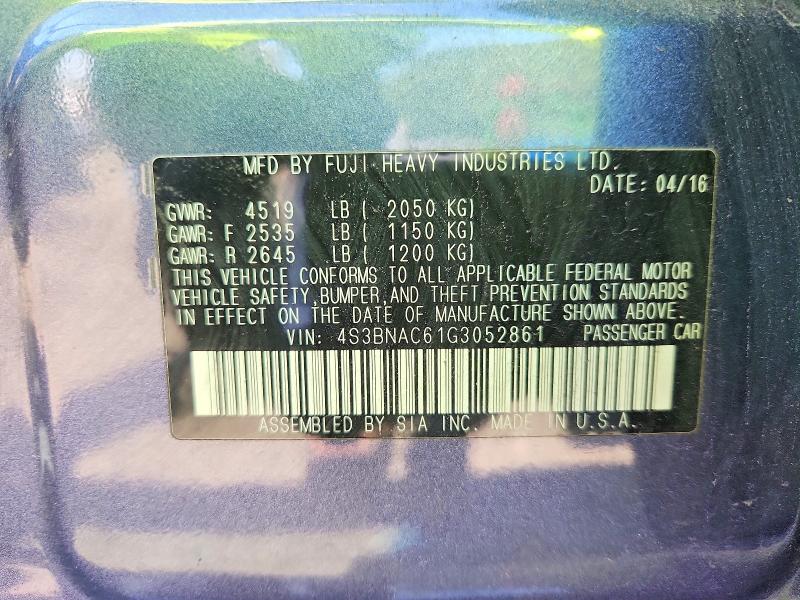 Aukcja sprzedaży 2016 Subaru Legacy, vin: 4S3BNAC61G3052861, numer aukcji: 66632086