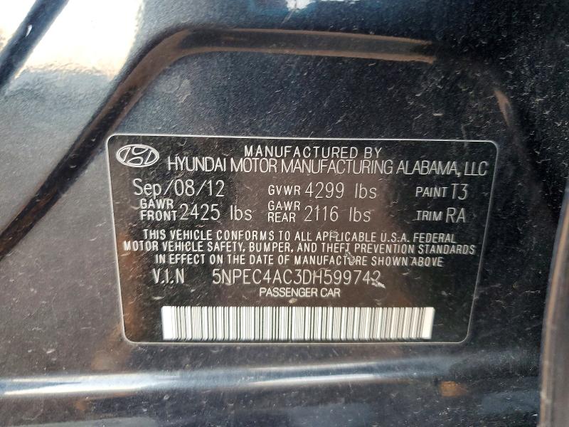 Aukcja sprzedaży 2013 Hyundai Sonata, vin: 5NPEC4AC3DH599742, numer aukcji: 63577476