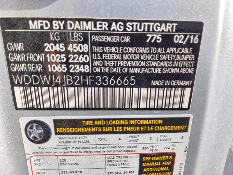 2017 Mercedes-benz C მანქანა იყიდება აუქციონზე, vin: WDDWJ4JB2HF336665, აუქციონის ნომერი: 66277946