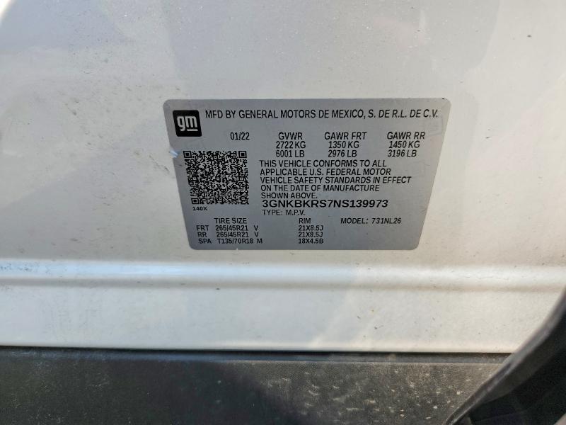 Aukcja sprzedaży 2022 Chevrolet Blazer, vin: 3GNKBKRS7NS139973, numer aukcji: 65274356