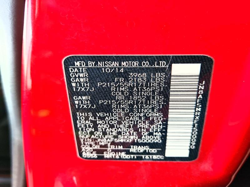 64343186 :رقم المزاد ، JN8AF5MRXFT500090 vin ، 2015 Nissan Juke مزاد بيع