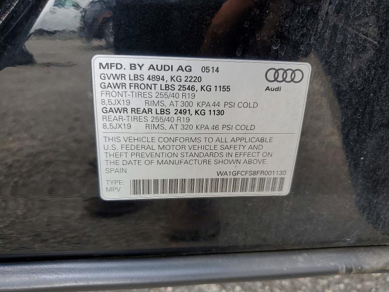 Продаж на аукціоні авто 2015 Audi Q3, vin: WA1GFCFS8FR001130, номер лоту: 63751066