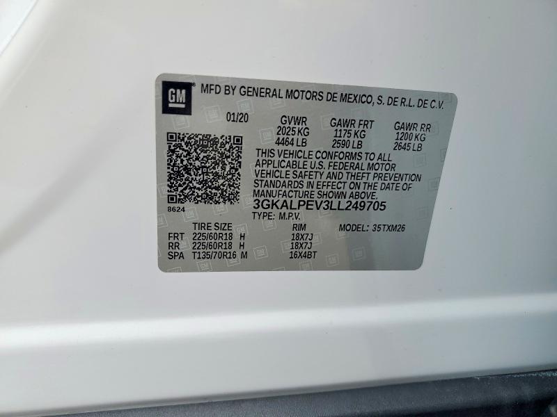 Aukcja sprzedaży 2020 Gmc Terrain, vin: 3GKALPEV3LL249705, numer aukcji: 64001066