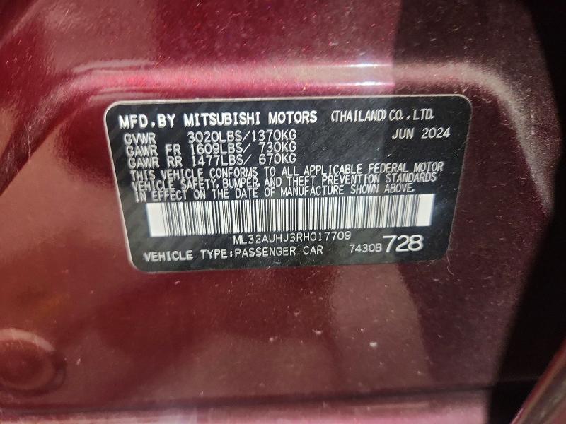 65446176 :رقم المزاد ، ML32AUHJ3RH017709 vin ، 2024 Mitsubishi Mirage مزاد بيع