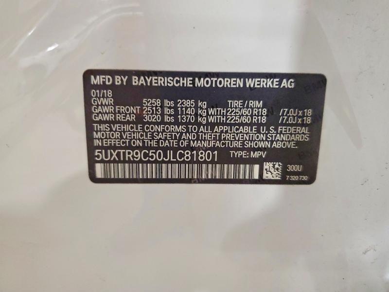 63367246 :رقم المزاد ، 5UXTR9C50JLC81801 vin ، 2018 Bmw X3 مزاد بيع