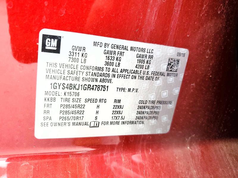 Продаж на аукціоні авто 2016 Cadillac Escalade, vin: 1GYS4BKJ1GR478751, номер лоту: 65206456