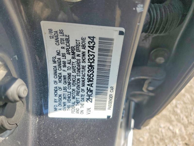 64626846 :رقم المزاد ، 2HGFA16539H337434 vin ، 2009 Honda Civic مزاد بيع