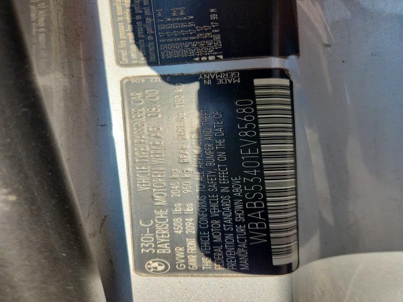 63618616 :رقم المزاد ، WBABS53401EV85680 vin ، 2001 Bmw 330 مزاد بيع