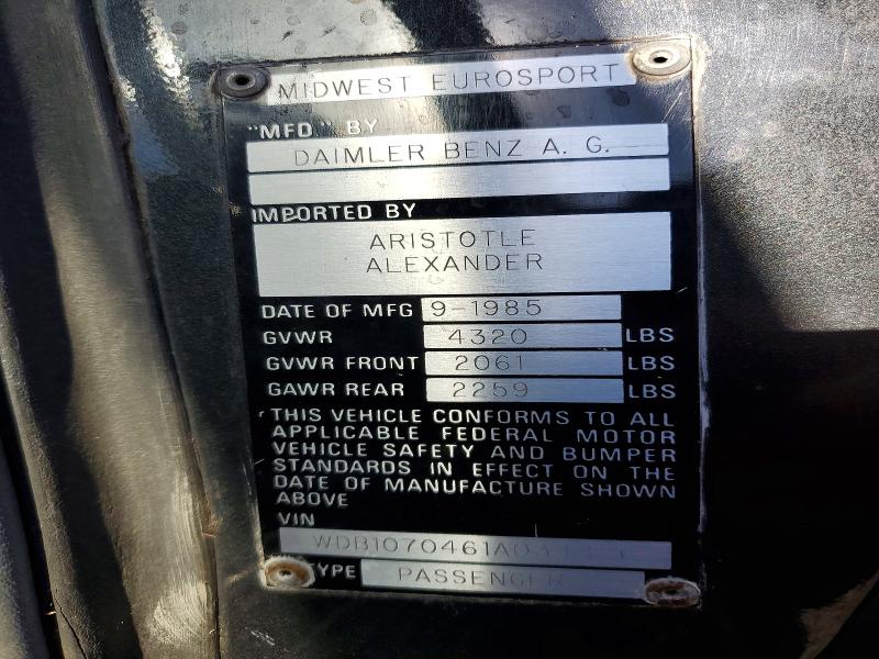 Продаж на аукціоні авто 1985 Mercedes-benz 190, vin: WDB1070461A034426, номер лоту: 57405536