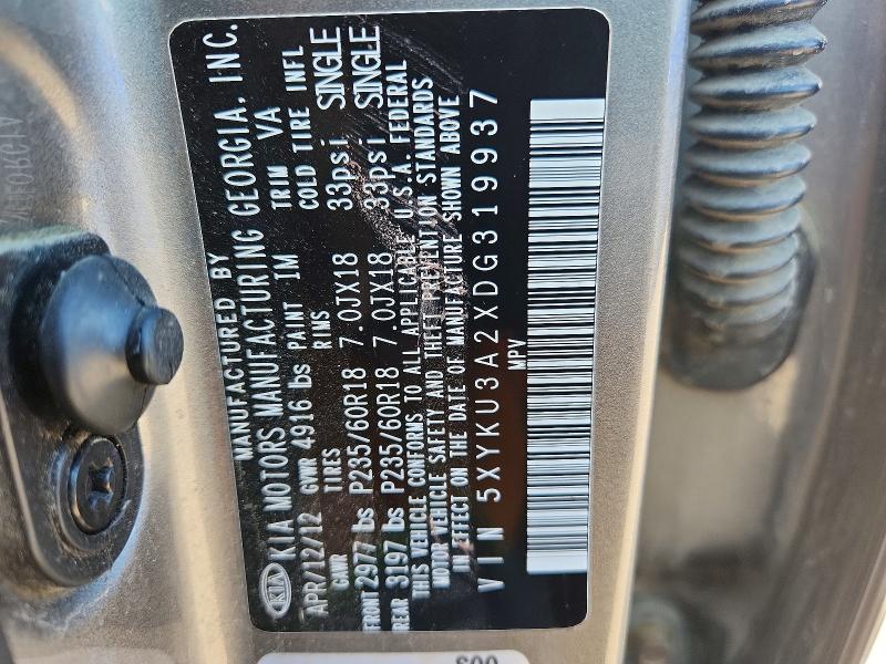 Продаж на аукціоні авто 2013 Kia Sorento, vin: 5XYKU3A2XDG319937, номер лоту: 63530266